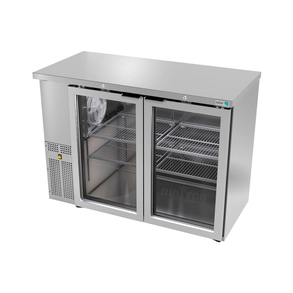 Refrigerador Contrabarra en Acero Inox Asber ABBC-24-48-SG-HC Slim Line Puertas Cristal