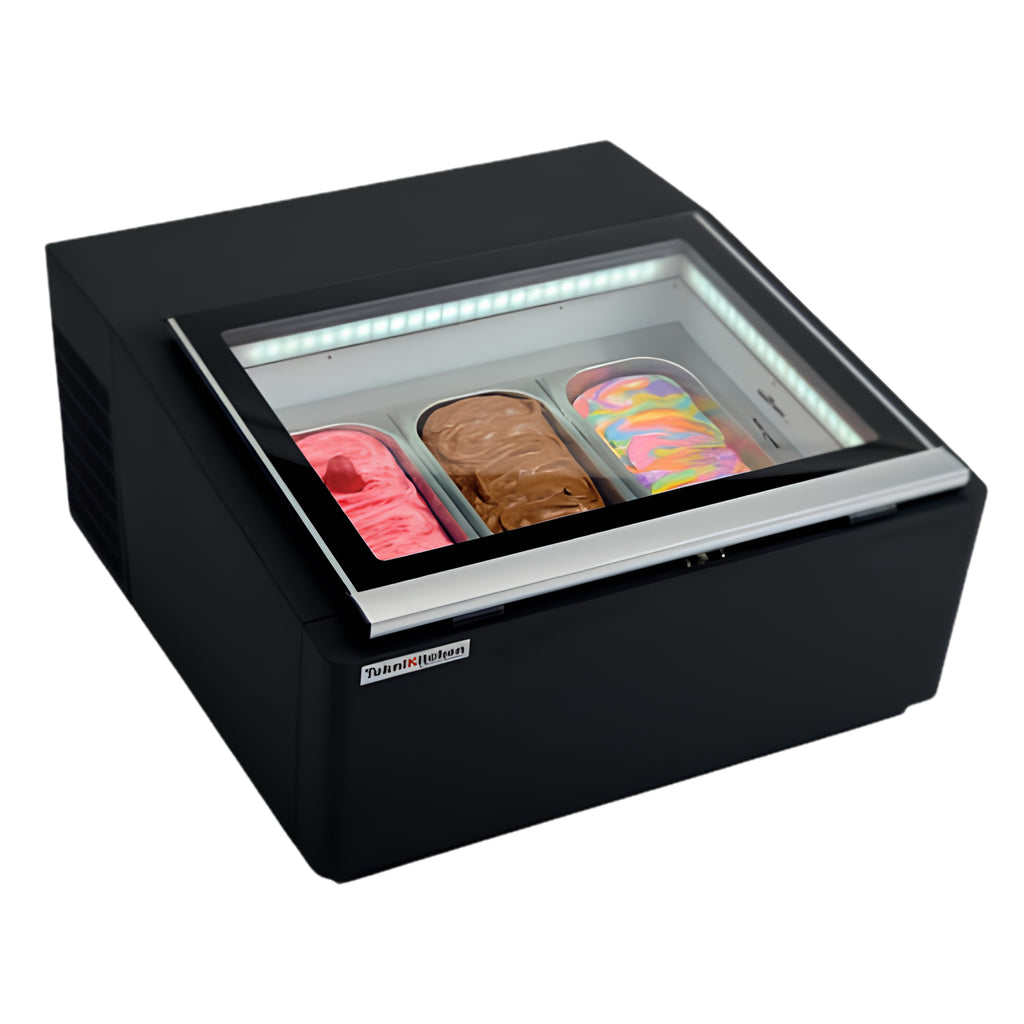 Vitrina De Gelato Teknikitchen TKNS03B / TKNS03W Con 3 Insertos En Blanca O Negra