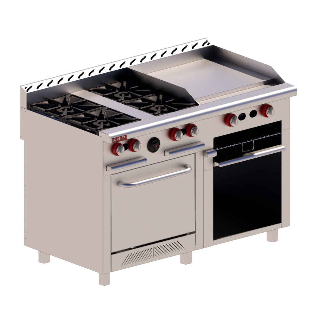 Estufa Delta H4-C-GA Mix Con 4 Quemadores - Plancha - Gratinador