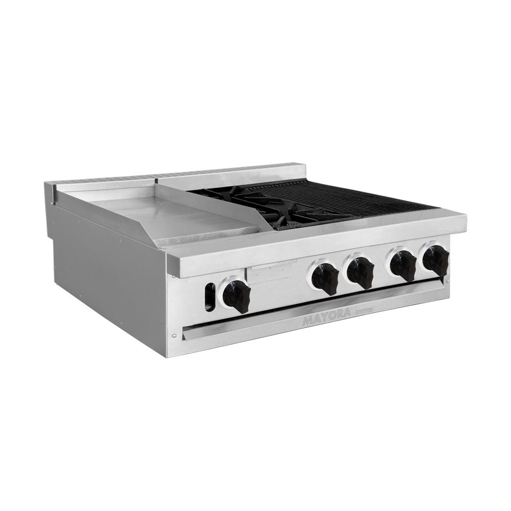 Estufa Modular International Mayora EM3-1P+1Q+1A Con Plancha, 2 Quemadores y Asador
