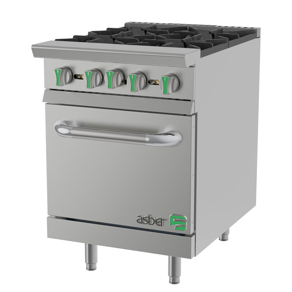Estufa Asber AER-4-24-EM De 4 Quemadores y Horno a Gas EMERALD LINE