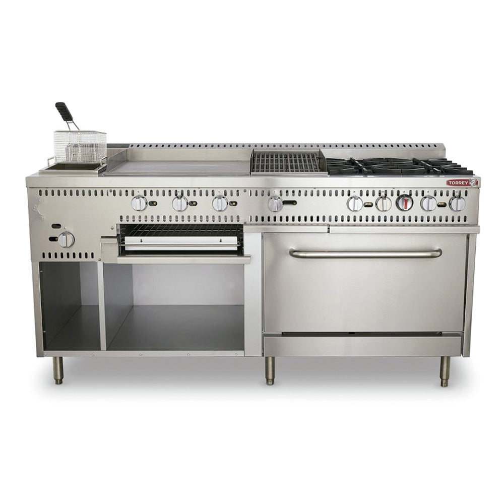 Estufa Profesional Torrey EST-MA6G De 4 Quemadores, Horno, Plancha, Asador Y Freidora - CQESTMA602
