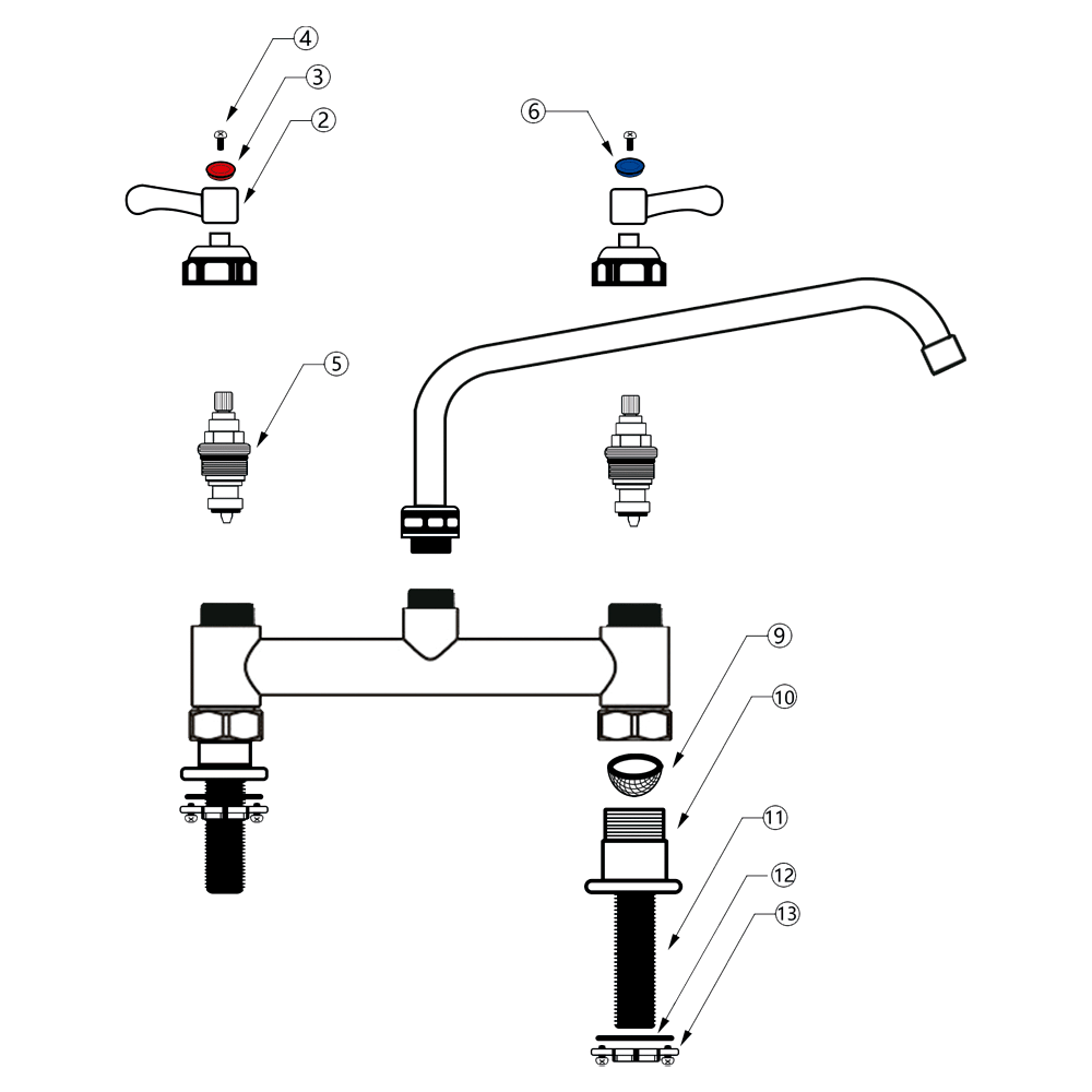 LLave Mezcladora Teknikitchen EF26131 A Cubierta De 8 Pulgadas