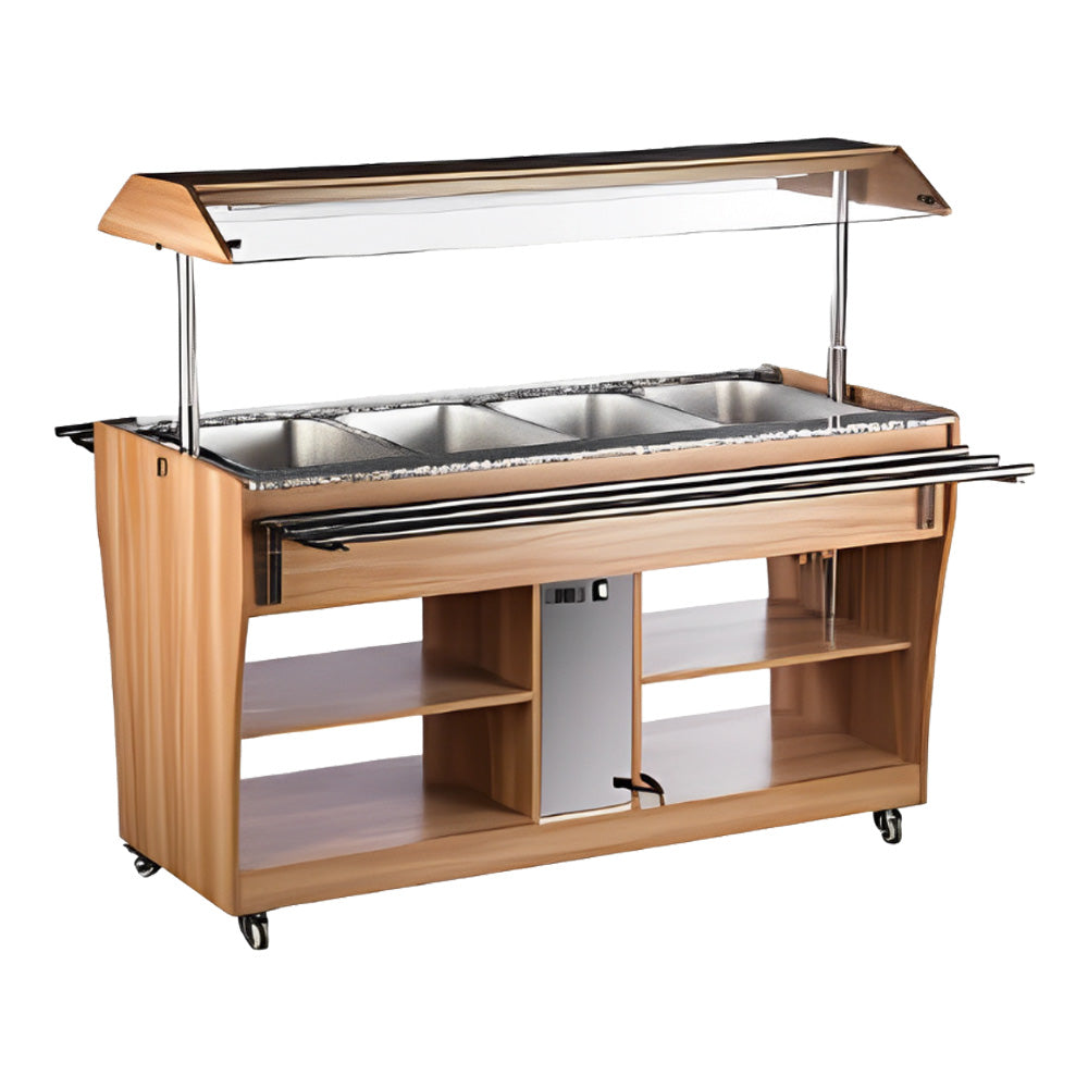 Mesa Buffetera Caliente Movil Migsa RTR-1490L De 4 Insertos Enteros