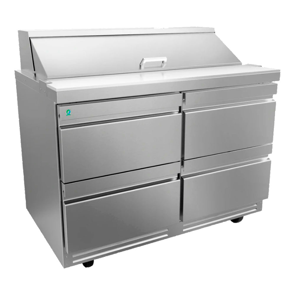 Mesa Refrigerada Asber APTM-48-18-D4 P HC Preparación Mega-Top De 12 Insertos Con Canjones Refrigerados