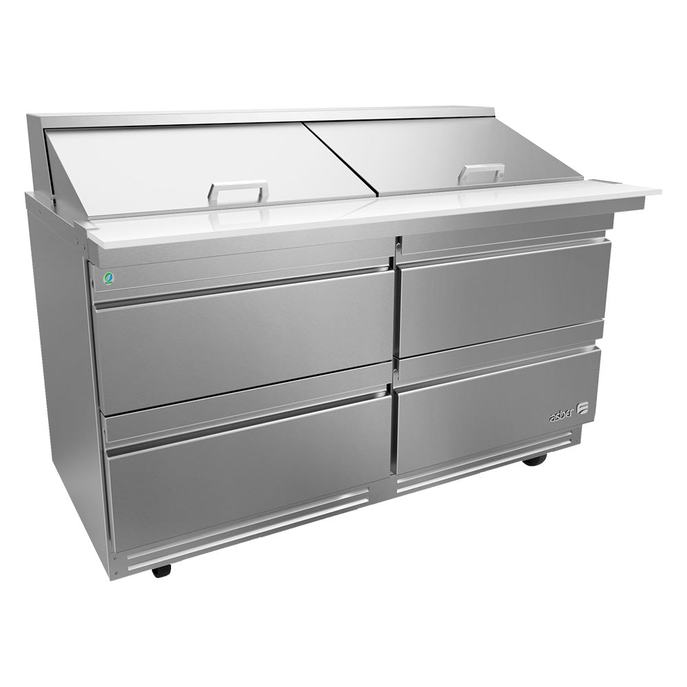Mesa Refrigerada Asber APTM-60-24-D4 P HC Preparación Mega-Top De 16 Insertos Con Canjones Refrigerados