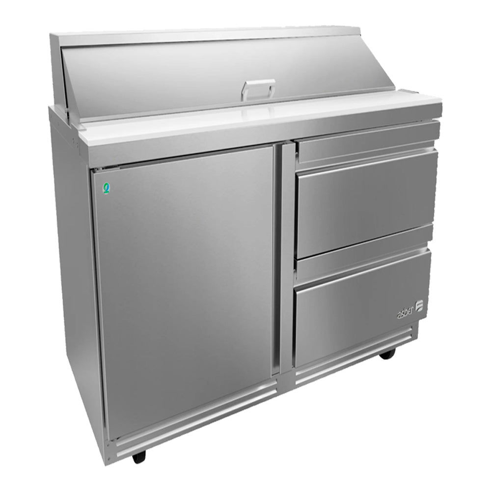 Mesa Refrigerada Para Preparacion De Ensaladas APTS-48-12-D2 P HC De 12 Insertos Con Cajones Refrigerados Y Puerta