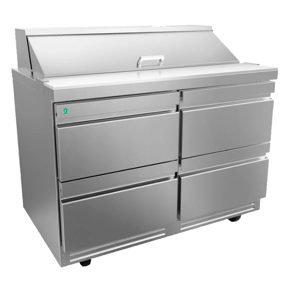 Mesa Refrigerada Para Preparacion De Ensaladas APTS-48-12-D4 P HC De 12 Insertos Con Cajones Refrigerados