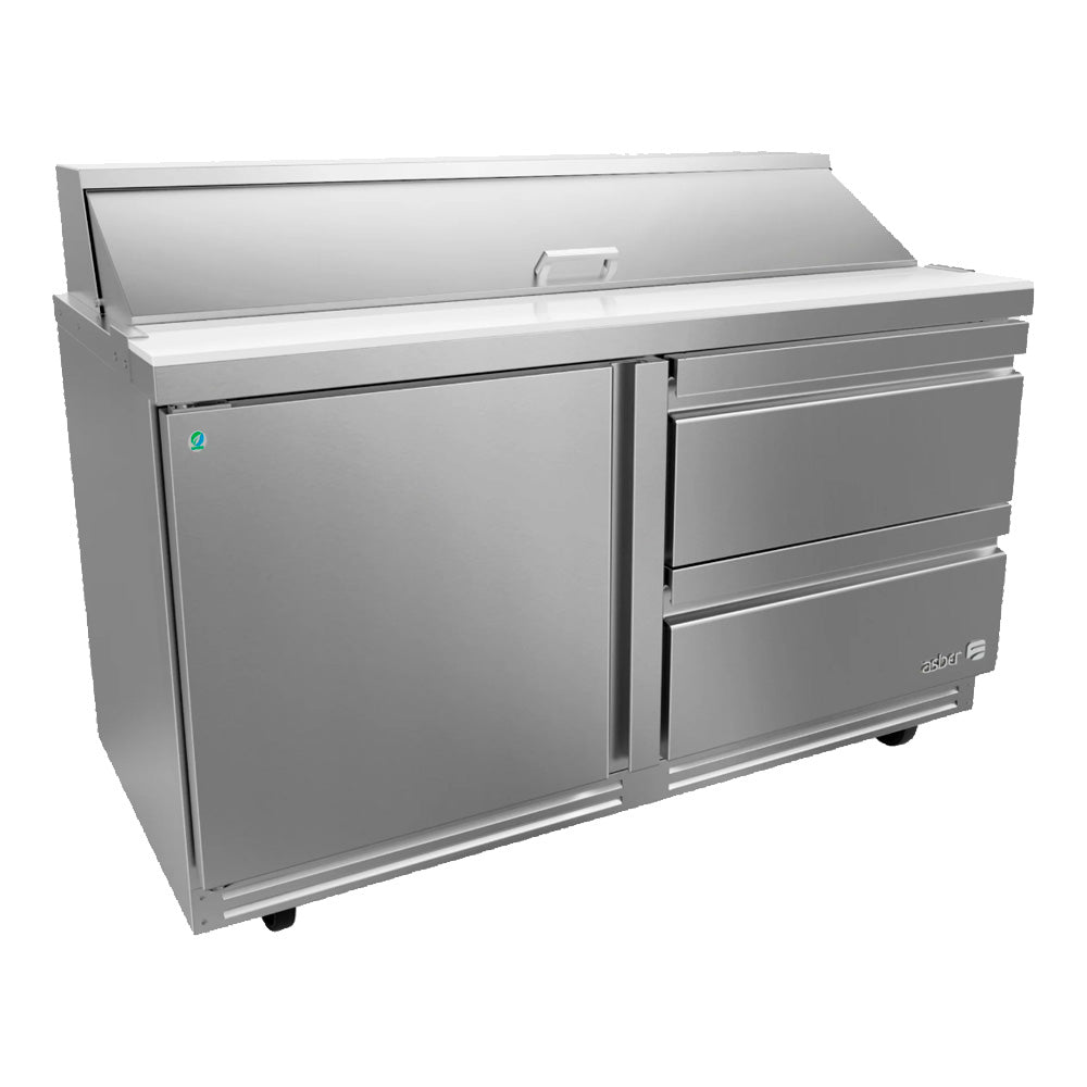 Mesa Refrigerada Para Preparacion De Ensaladas APTS-60-16-D2 P HC De 16 Insertos Con Cajones Refrigerados Y Puerta