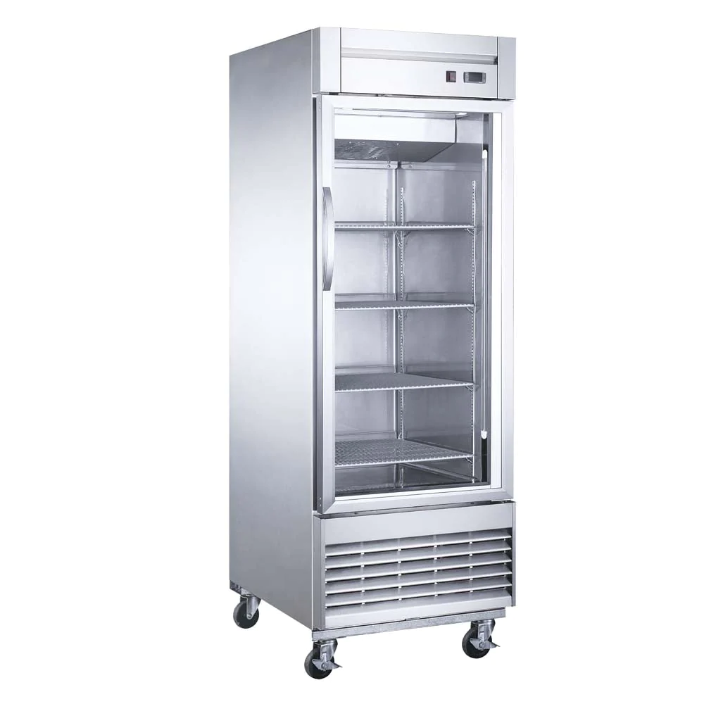 Refrigerador Migsa UR-27C-1G En Acero Inoxidale Puerta De Cristal