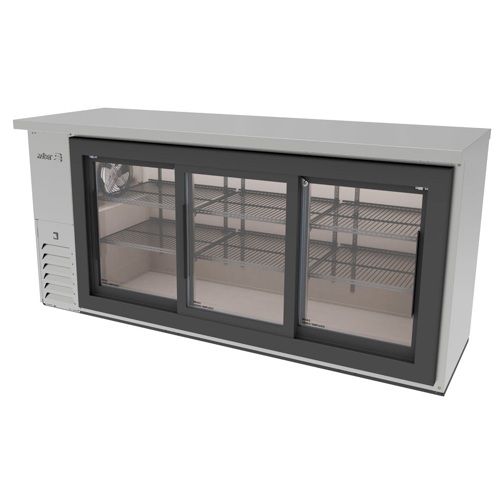 Refrigerador Contrabarra en Acero Inoxidable Asber ABBC-24-72-SG-SD-HC Slim Line Puertas Corredizas