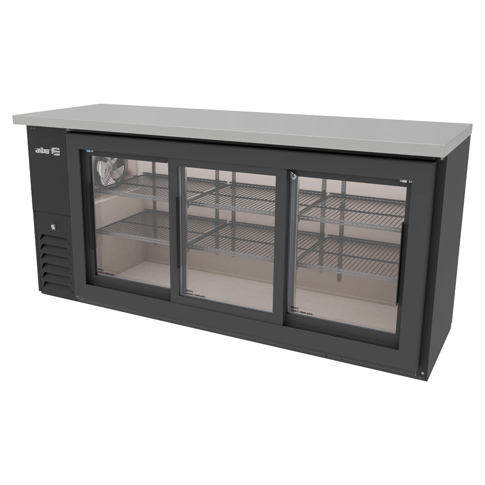 Refrigerador Contrabarra en Vinil Negro Asber ABBC-24-72-G-SD-H Slim Line Puertas Corredizas