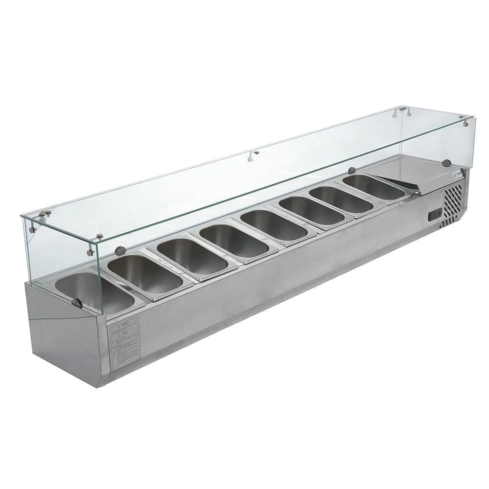 Vitrina Migsa RT-1800L Para Ensaladas Y Pizzas Refrigerada Para 8 Insertos