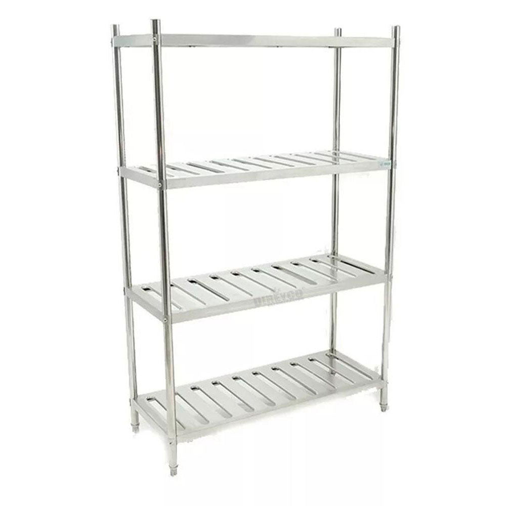 Anaquel Tipo Marimba BN-R01 De Acero Inoxidable De 4 Entrepaños Ranurados