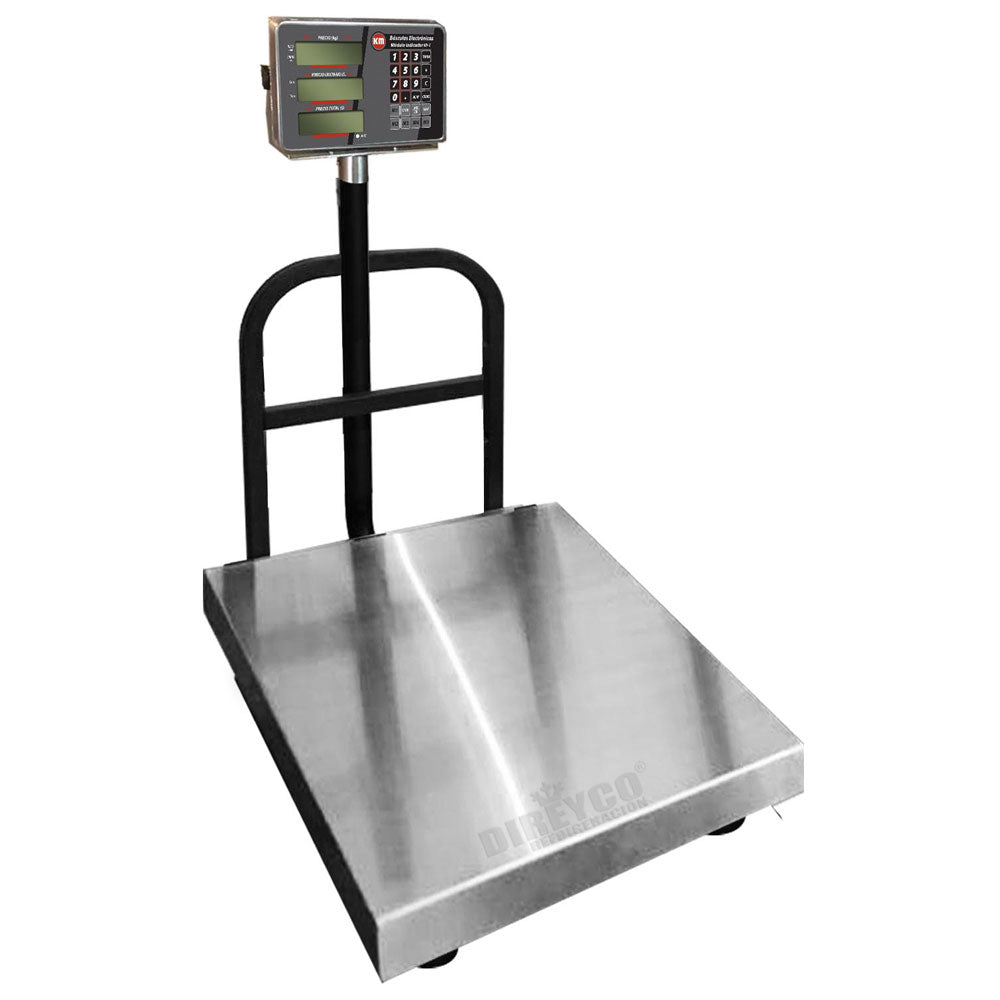 Bascula De Plataforma KM Mod. KM-300 AI Charola De Acero Inoxidable Para 300 Kilos