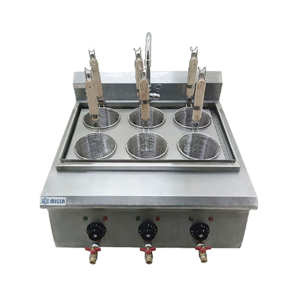 Cocedor De Pasta Migsa BN600-E605 De Mesa Con 6 Tinas Con Canastillas Independientes