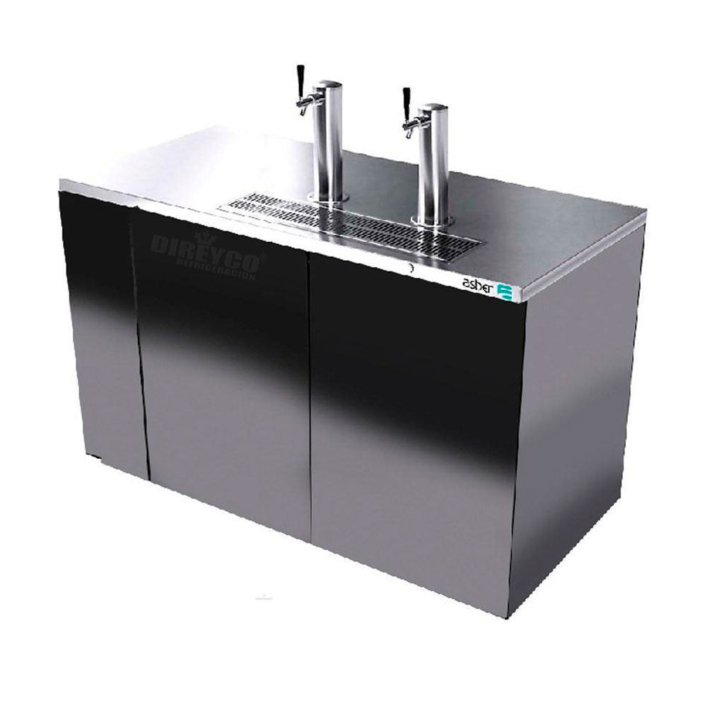 Dispensador de Cerveza de Barril Vinil Negro Asber ADDC-58-HC 2 Torres 3 Disparos