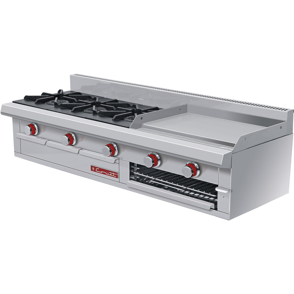 Estufa De Mesa Coriat EC-3-GRILL MESA PETIT De 3 Quemadores Abiertos, Plancha y Gratinador Linea Premium