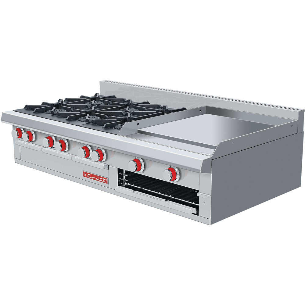 Estufa De Mesa Coriat EC-6-GRILL MESA MASTER De 6 Quemadores Abiertos, Plancha y Gratinador Linea Premium