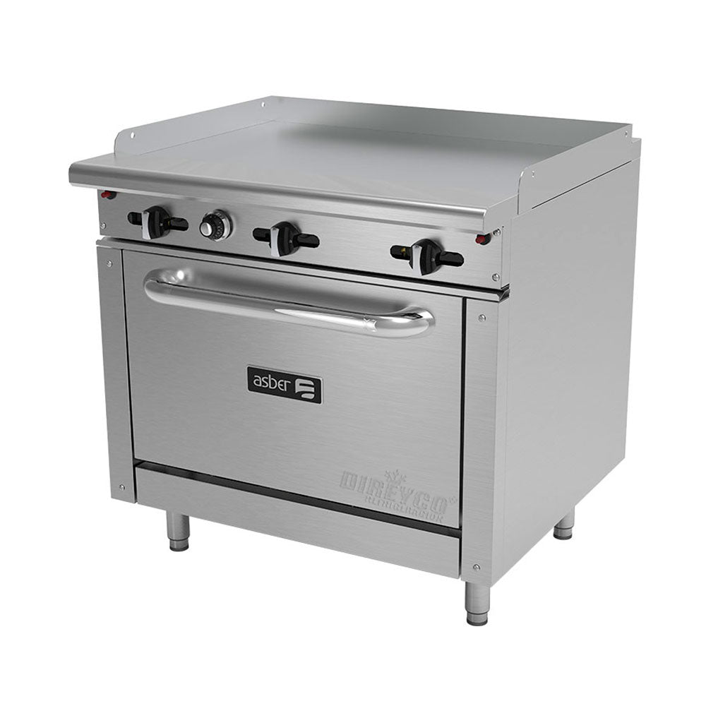 Estufa Asber AER-G36-36-H - Plancha de 36" y horno