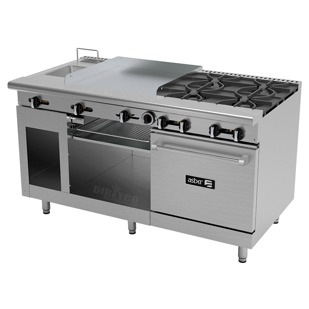 Estufa Asber AMR-60 - 4 Quemadores - Plancha 24"