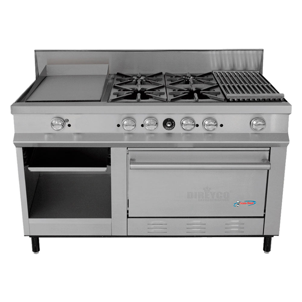 Estufa San-Son SSEC Con 4 Quemadores Plancha Y Asador