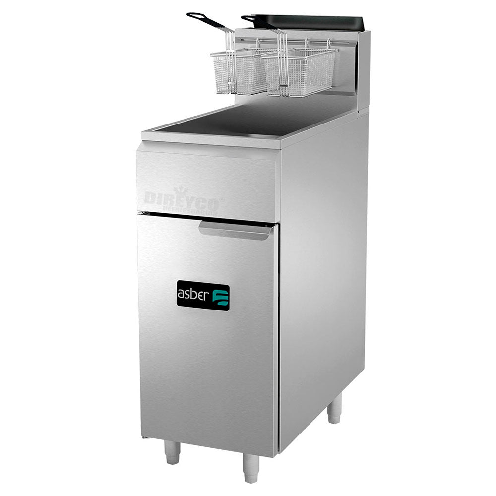 Freidora a gas Asber AEF-50-S - 3 Quemadores - 50 LBS.