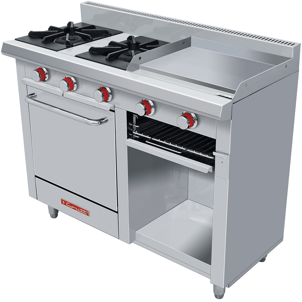 Estufa Coriat MINICHEF PETIT De 2 Quemadores Abiertos, Plancha, Gratinador y Horno Linea Premium