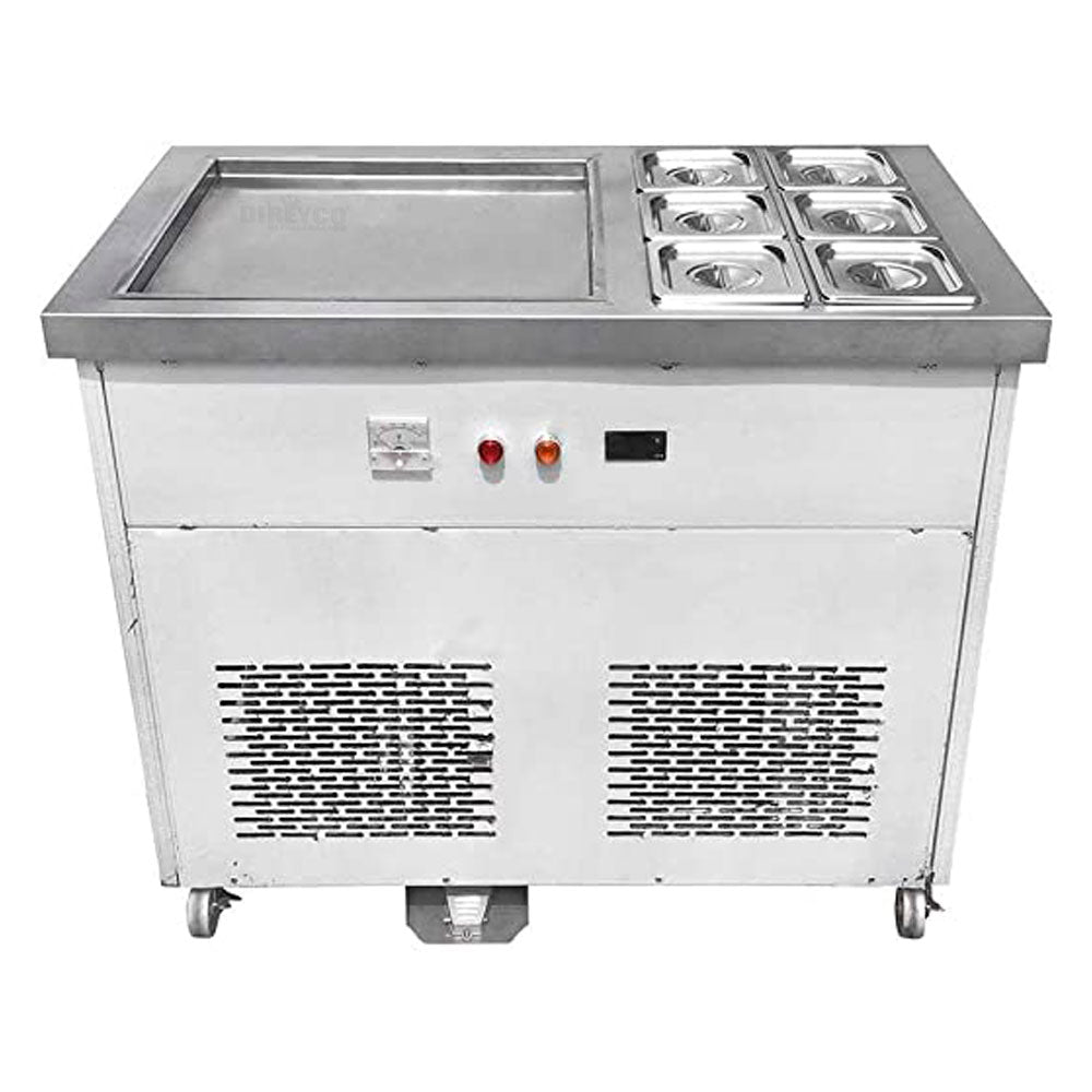 Maquina De Helado Frito Migsa FIC-50S-6 Tina De Trabajo Rectángular Con 6 Insertos Para Toppings