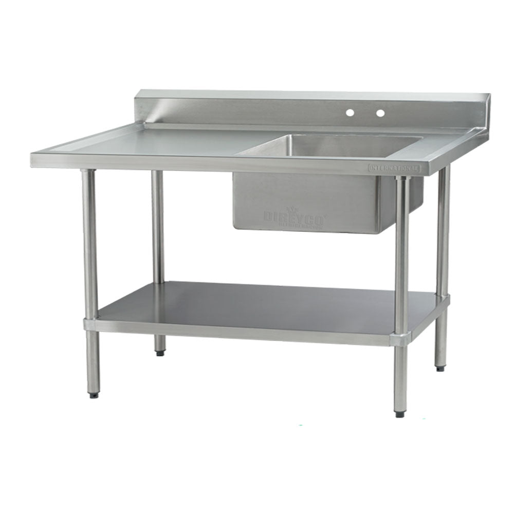 Mesa De Trabajo Con Entrepaño Lambrin Y Tarja International De Lado Derecho 1800 Modelo MELT1D18