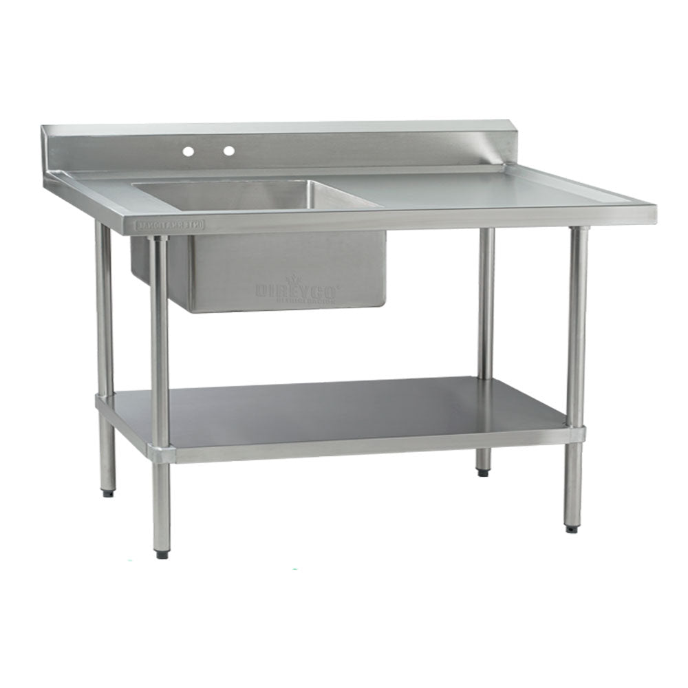 Mesa De Trabajo Con Entrepaño Lambrin Y Tarja International De Lado Izquierdo 1800 Modelo MELT1I18