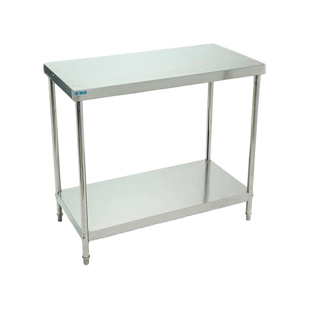 Mesa De Trabajo Migsa BN-W03-120 Tipo Isla De Acero Inoxidable Con Entrepaño De 120 cm