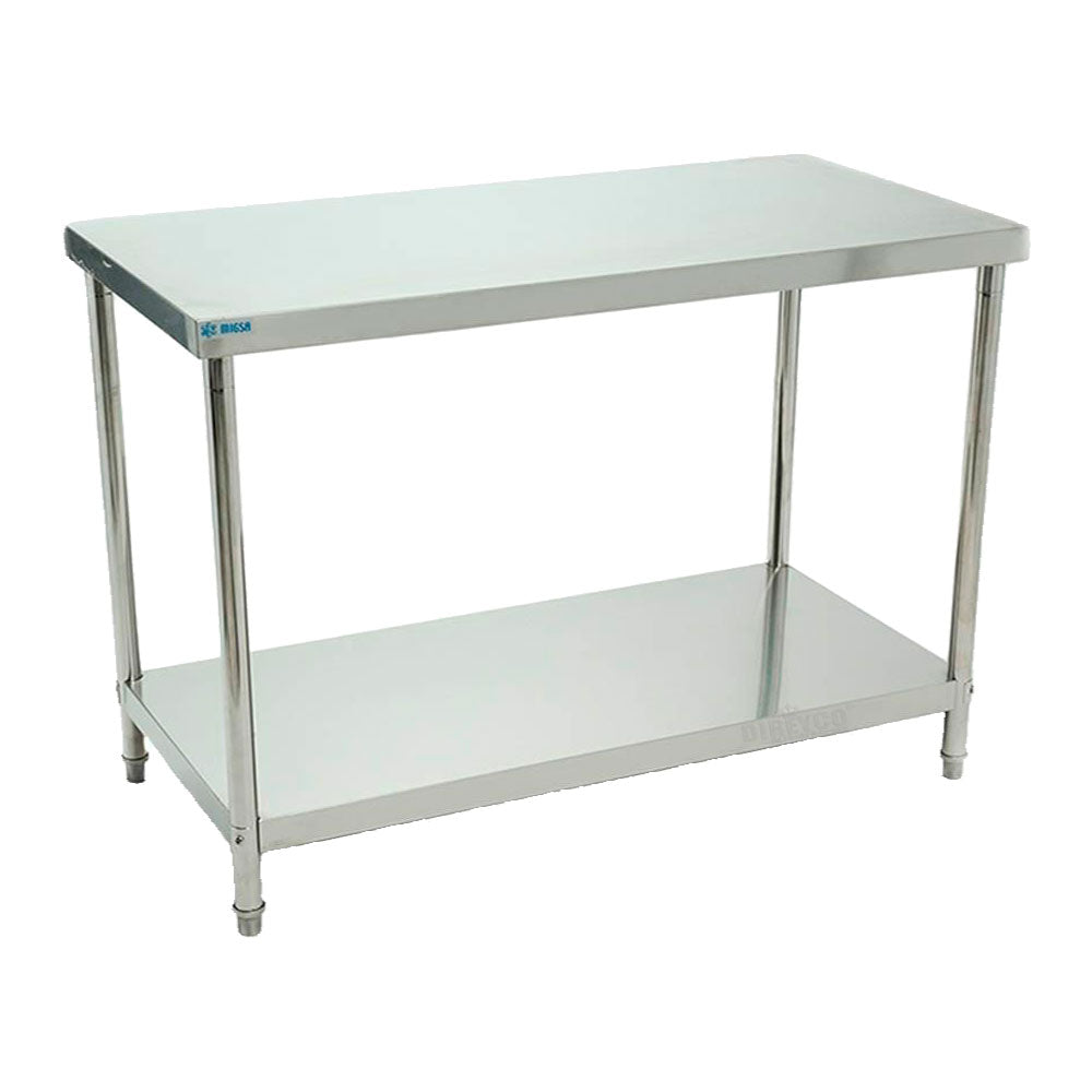 Mesa De Trabajo Migsa BN-W03-150 Tipo Isla De Acero Inoxidable Con Entrepaño De 150 cm
