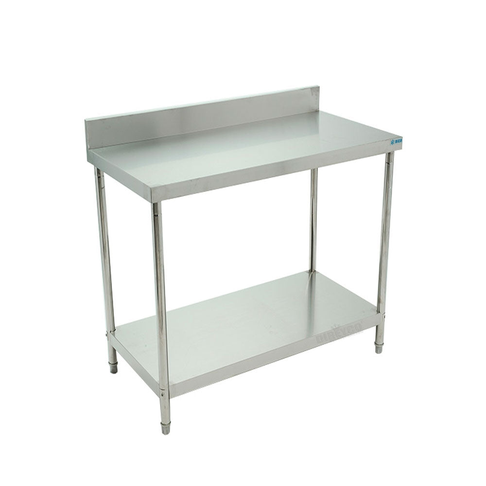 Mesa De Trabajo Migsa BN-W04-120 Con Lambrin De Acero Inoxidable Con Entrepaño De 120 cm