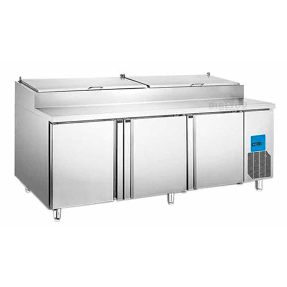 Mesa Para Preparación De Pizza Migsa PICL3 Con Insertos Tres Puertas Solidas