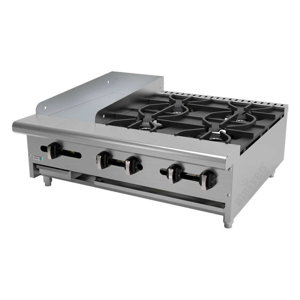 Parrilla con Plancha Asber AEM-G12-B4-36 - 4 Quemadores y Plancha de 12"