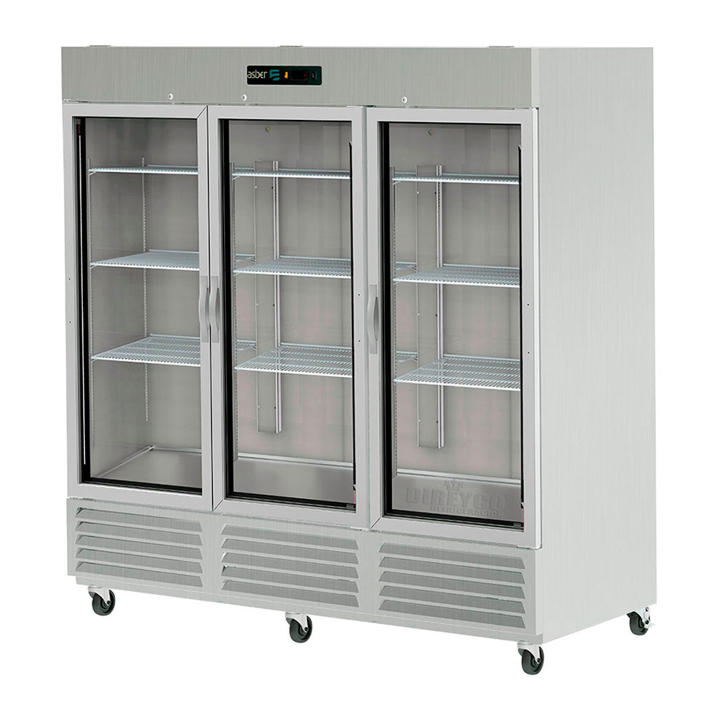 Refrigerador Asber ARR-72-G-H HC Puertas de Cristal Acero Inoxidable