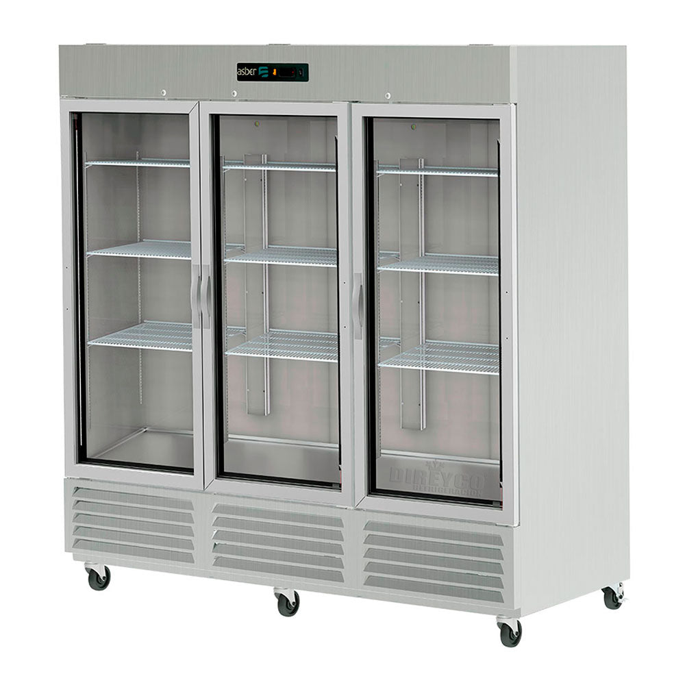 Refrigerador Asber ARR-72-G-H Puertas de Cristal Acero Inoxidable
