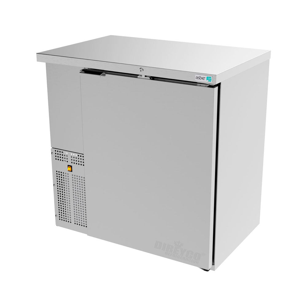 Refrigerador Contrabarra en Acero Inox Asber ABBC-24-36-S-HC Slim Line Puerta Solida