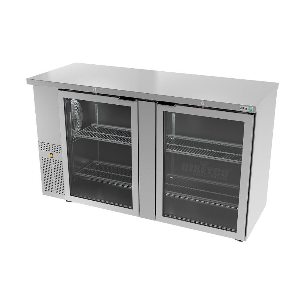 Refrigerador Contrabarra en Acero Inox Asber ABBC-24-60-SG-HC Slim Line Puertas Cristal