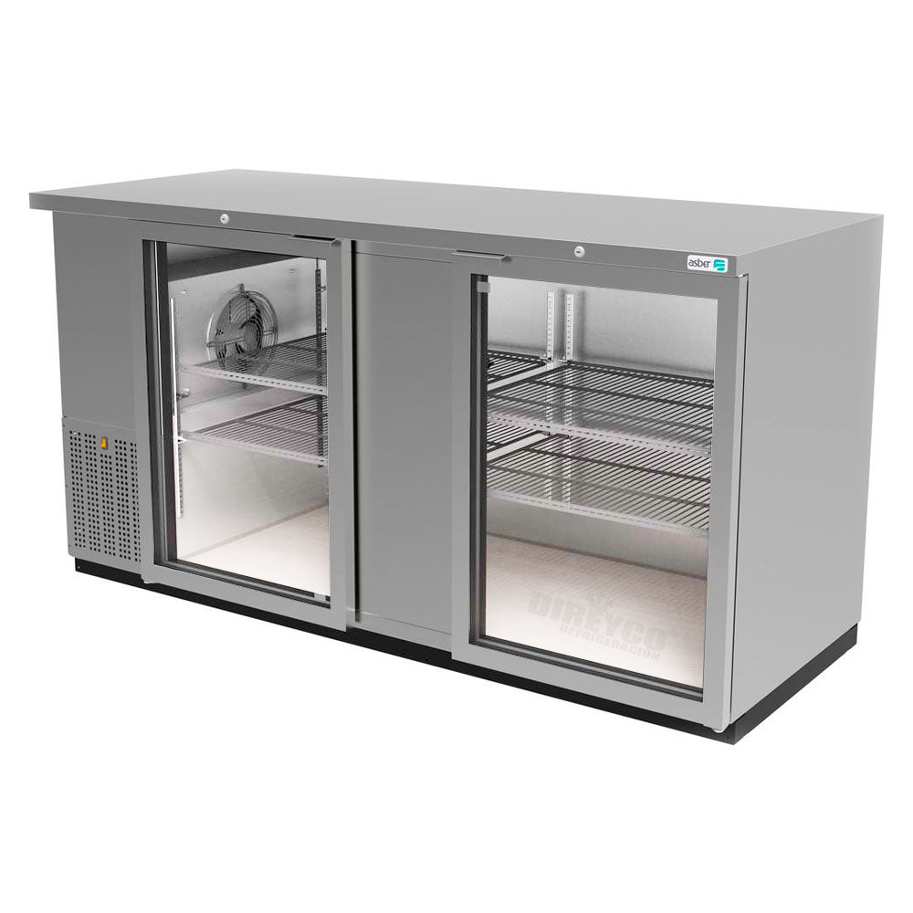 Refrigerador Contrabarra en Acero Inox Asber ABBC-68-SG-HC Puertas Cristal