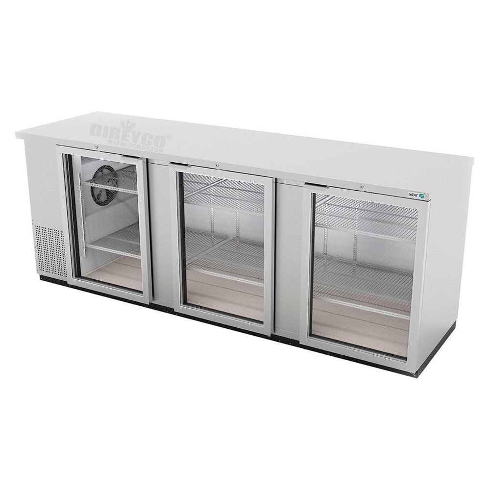 Refrigerador Contrabarra en Acero Inox Asber ABBC-94-SG-HC Puertas Cristal