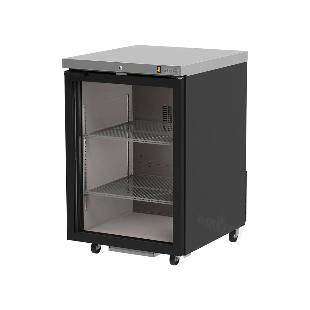 Refrigerador Contrabarra en Vinyl Negro Asber ABBC-23G-HC Puerta Cristal