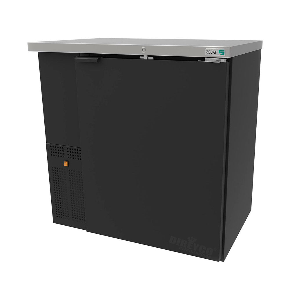 Refrigerador Contrabarra en Vinyl Negro Asber ABBC-24-36-HC Slim Line Puerta Solida