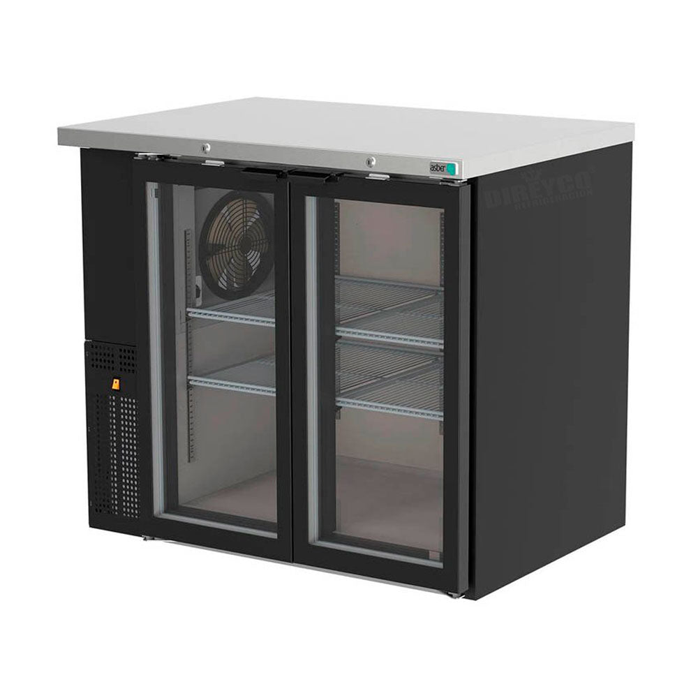 Refrigerador Contrabarra en Vinyl Negro Asber ABBC-24-48-G-HC Slim Line Puertas Cristal