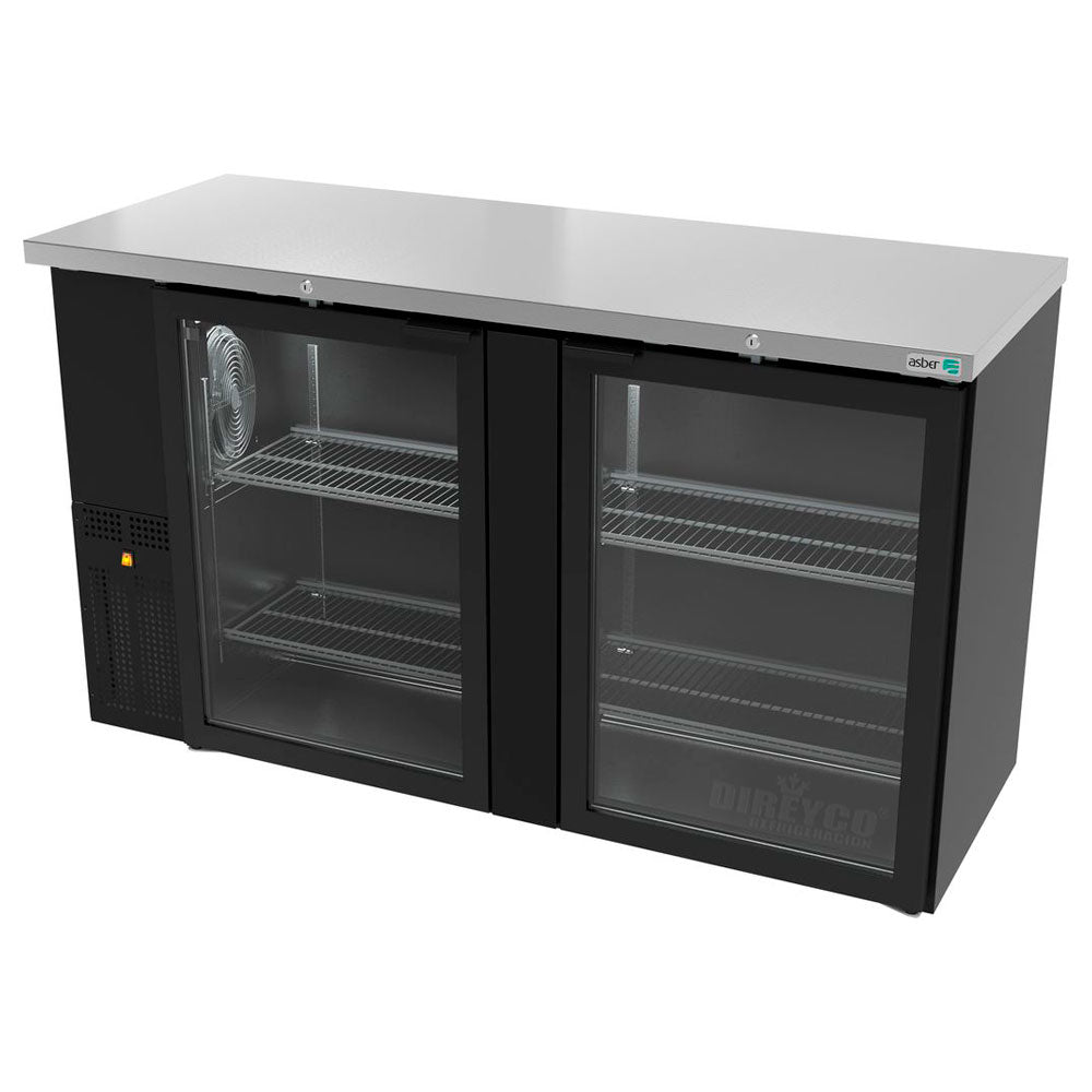 Refrigerador Contrabarra en Vinil Negro Asber ABBC-24-60-G-HC Slim Line Puertas Cristal