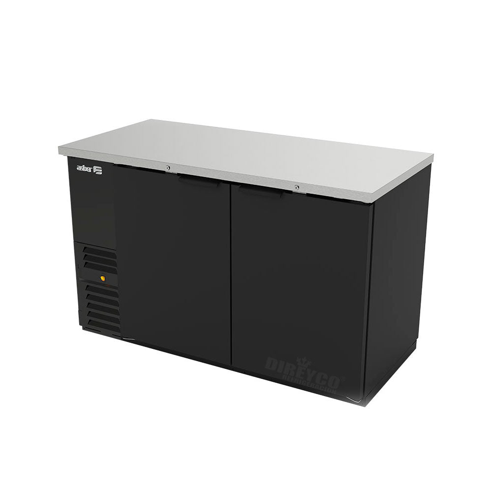 Refrigerador Contrabarra en Vinyl Negro Asber ABBC-58-HC Puertas Solidas