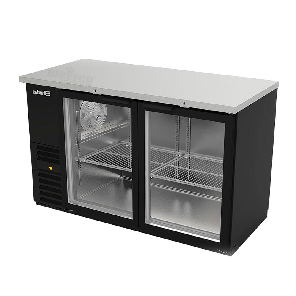 Refrigerador Contrabarra en Vinil Negro Asber ABBC-58G-HC Puertas Cristal