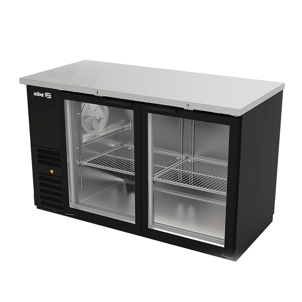 Refrigerador Contrabarra en Vinyl Negro Asber ABBC-58G-HC Puertas Cristal