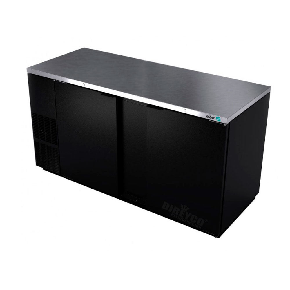 Refrigerador Contrabarra en Vinil Negro Asber ABBC-68-HC Puertas Solidas